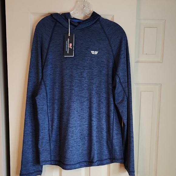 Vineyard Vines Navy Heather Hooded Tee - Picture 1 of 3
